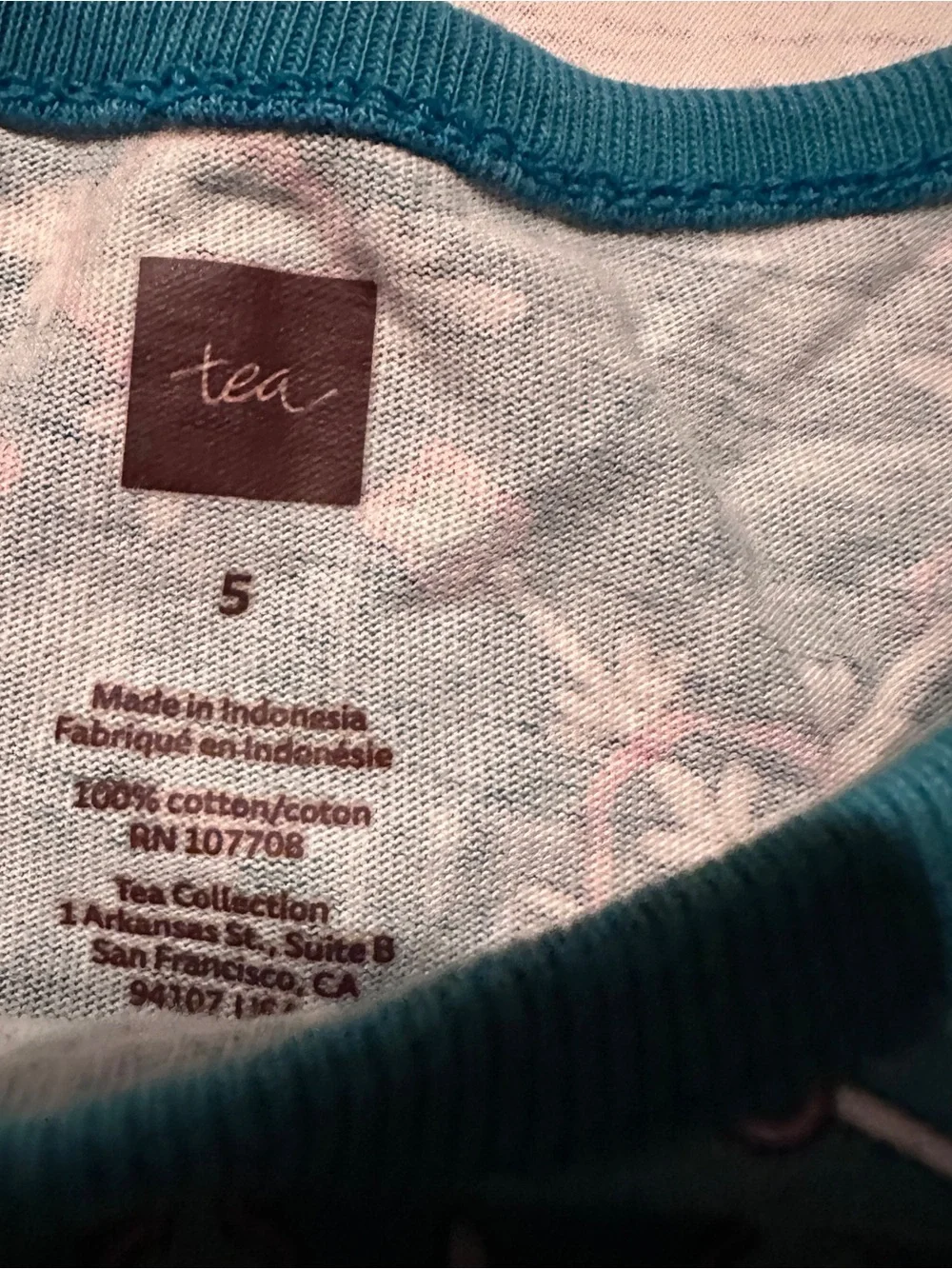 Tea teal floral dress 5y fair hole